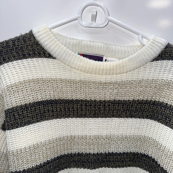 VTG Sweater Graphic Striped Pullover 90's Men's Large‎ Grunge Grandpa - Picture 2 of 11
